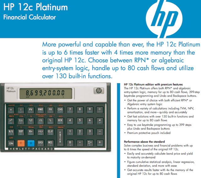 Hp 12c Platinum For Cfa Examinations Educalc Net